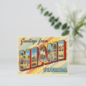 Grüße aus Miami, Florida Vintag Postkarte (Stehend Vorderseite)