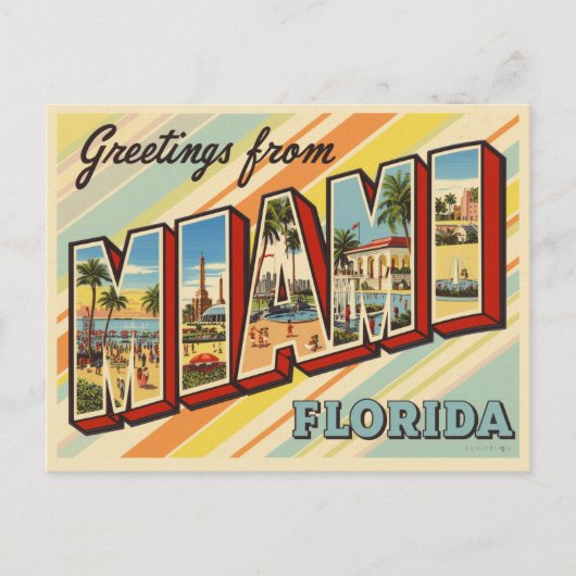 Grüße aus Miami, Florida Vintag Postkarte (Vorderseite)