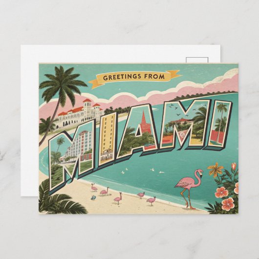 Grüße aus Miami Postkarte (Vorne/Hinten)