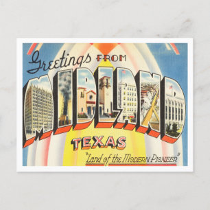 Grüße aus Midland, Texas Vintage Reise Postkarte