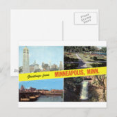 Grüße aus Minneapolis der 50er Jahre Postkarte (Vorne/Hinten)