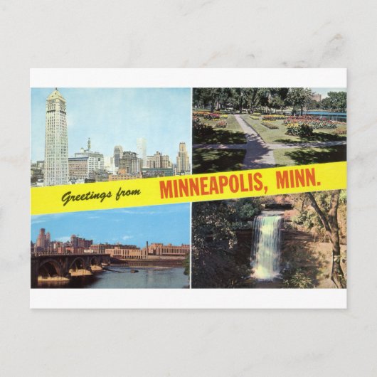 Grüße aus Minneapolis der 50er Jahre Postkarte (Vorderseite)