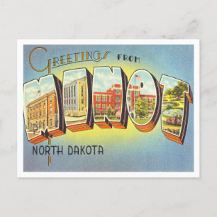 Grüße aus Minot, North Dakota Vintage Reise Postkarte