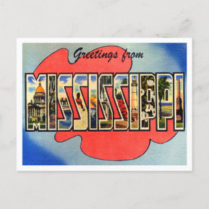 Grüße aus Mississippi Vintage Travel Postkarte