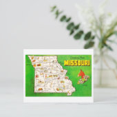 Grüße aus Missouri Vintag Map Postkarte (Stehend Vorderseite)
