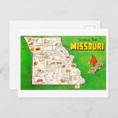 Grüße aus Missouri Vintag Map Postkarte (Vorne/Hinten)