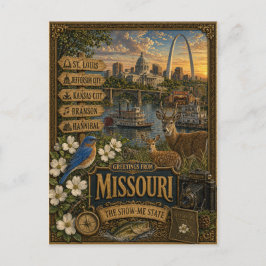 Grüße aus Missouri | Vintage Retro Kunst Postkarte