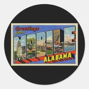 Grüße aus Mobile Alabama Runder Aufkleber