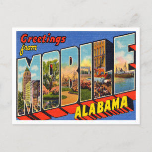 Grüße aus Mobile, Alabama Vintage Reise Postkarte
