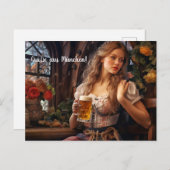 Grüße aus München! Bierzeltstimmung. Bier Postkarte (Vorne/Hinten)