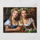 Grüße aus München! Bierzeltstimmung. Dirndl Postkarte (Vorderseite)