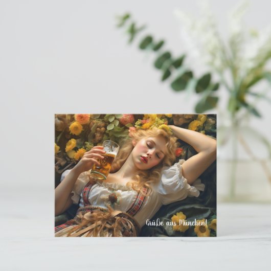 Grüße aus München! Bierzeltstimmung Postkarte (Stehend Vorderseite)