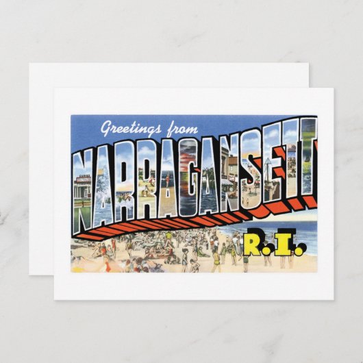 Grüße aus Narragansett, Rhode Island! Retro Postkarte (Vorne/Hinten)