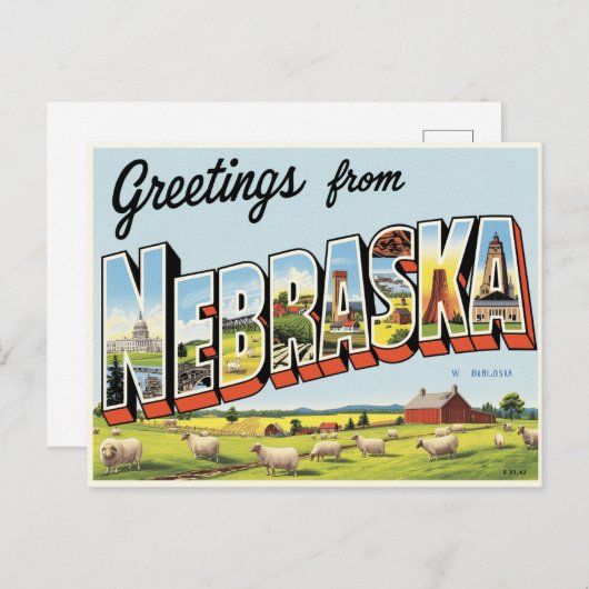 Grüße aus Nebraska Vintag Postkarte (Vorne/Hinten)