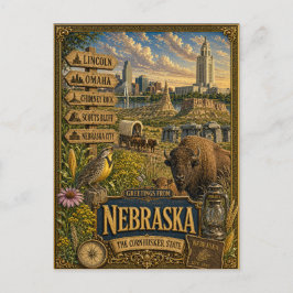 Grüße aus Nebraska | Vintage Retro Kunst Postkarte