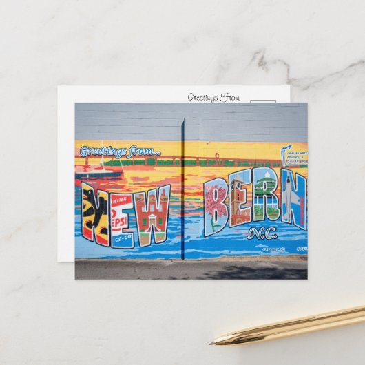 Grüße aus New Bern, North Carolina Postkarte (Vorderseite/Rückseite Beispiel)