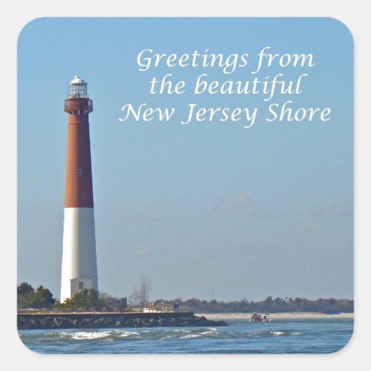Grüße aus New Jersey - Barnegat Light Quadratischer Aufkleber (Vorderseite)