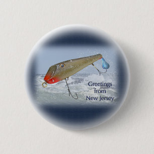 Grüße aus New Jersey Fishing Lure Button