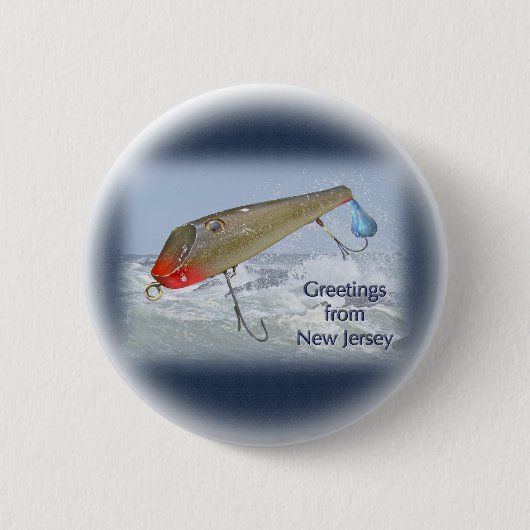 Grüße aus New Jersey Fishing Lure Button (Vorderseite)