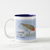 Grüße aus New Jersey Fishing Lure Zweifarbige Tasse (Links)