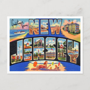 Grüße aus New Jersey Vintage Reise Postkarte