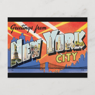 Grüße aus New York City_Vintage Reiseplakat Postkarte