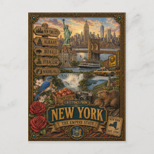 Grüße aus New York Vintage Retro Kunst Postkarte