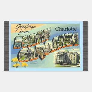 Grüße aus North Carolina Charlotte, Vintage Rechteckiger Aufkleber
