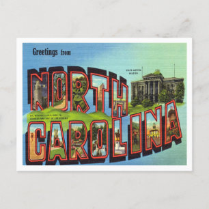 Grüße aus North Carolina Vintage Reiseplakat Postkarte