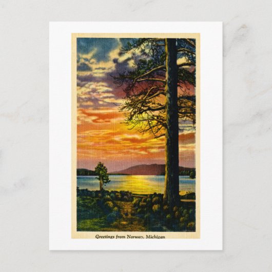 Grüße aus Norwegen, Michigan - Vintage Postkarte (Vorderseite)