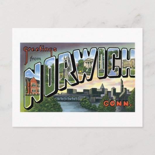 Grüße aus Norwich, Connecticut! Postkarte (Vorderseite)