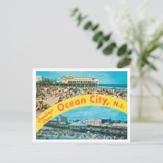 Grüße aus Ocean City, New Jersey Travel Postkarte (Stehend Vorderseite)