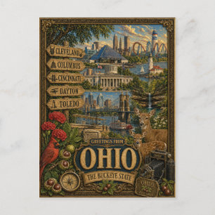 Grüße aus Ohio Vintage Retro Kunst Postkarte