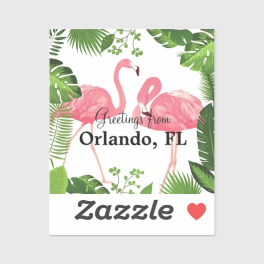 Grüße aus Orlando, Florida, Pink Flamingos, Aufkleber (Blatt)