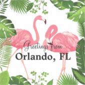 Grüße aus Orlando, Florida, Pink Flamingos, Aufkleber (Vorderseite)
