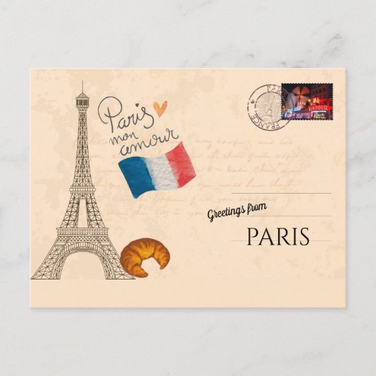 Grüße aus Paris Postkarte (Vorderseite)