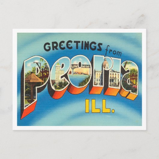 Grüße aus Peoria, Illinois Vintage Travel Postkarte (Vorderseite)