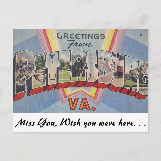 Grüße aus Petersburg, Virginia Postkarte (Vorderseite)