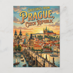 Grüße aus Prag, Tschechische Republik im Vintage-S Postkarte