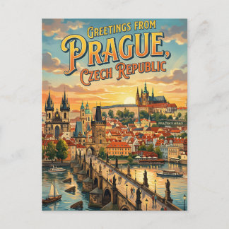 Grüße aus Prag, Tschechische Republik im Vintage-S Postkarte