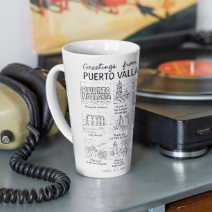 Grüße aus Puerto Vallarta   Handgezeichnete Skizze Milchtasse
