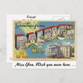 Grüße aus Raleigh, North Carolina Postkarte (Vorne/Hinten)
