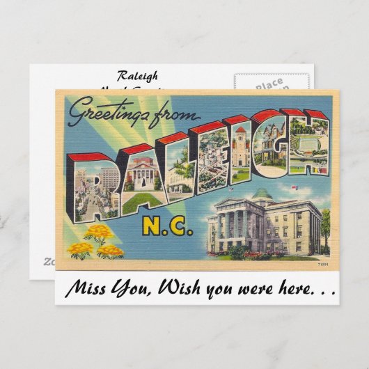 Grüße aus Raleigh, North Carolina Postkarte (Vorne/Hinten)