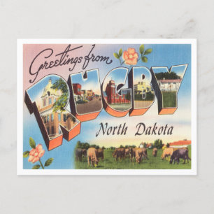 Grüße aus Rugby, North Dakota Vintage Reise Postkarte