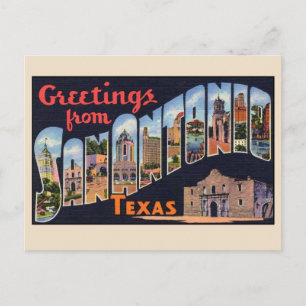 Grüße aus San Antonio Grossbuchstaben Vintag Postkarte