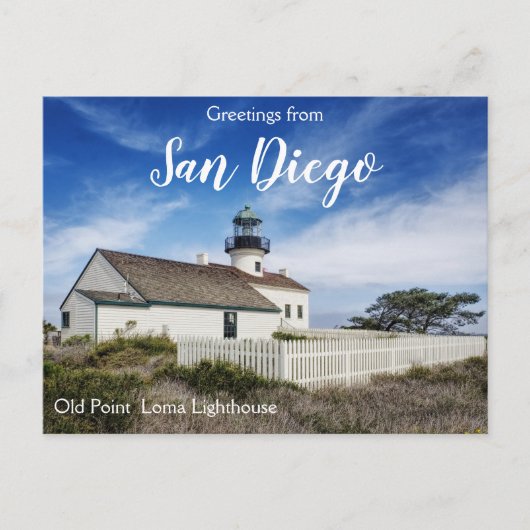 Grüße aus San Diego Old Point Loma Lighthouse Postkarte (Vorderseite)