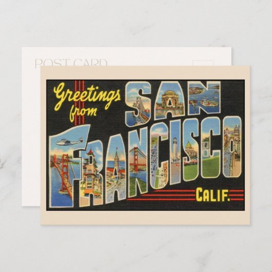 Grüße aus San Francisco Grossbuchstaben Vintag Postkarte (Vorne/Hinten)