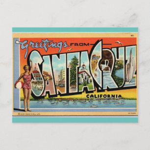 Grüße aus Santa Cruz Kalifornien Vintage Kunst Postkarte