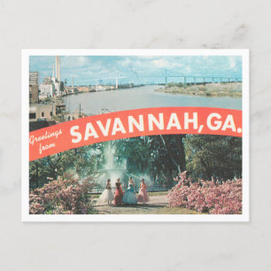 Grüße aus Savannah, Georgia Vintage Reise Postkarte