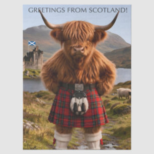 "Grüße aus Schottland" Highland-Cow-Design Seidenpapier